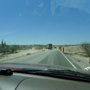 One of many side tours. The road is all of a sudden rerouted to the desert, just like that. Jedna z mnohých objížděk kde z asfaltové silnice odbočí přímo do pouště : Baja2011